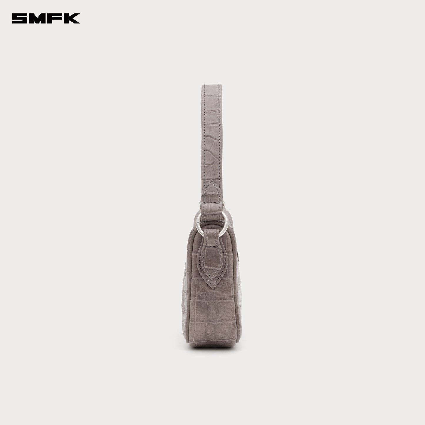 COMPASS BADGE HOLDER Cross Emblem Leather Tote Bag Gray Crocodile