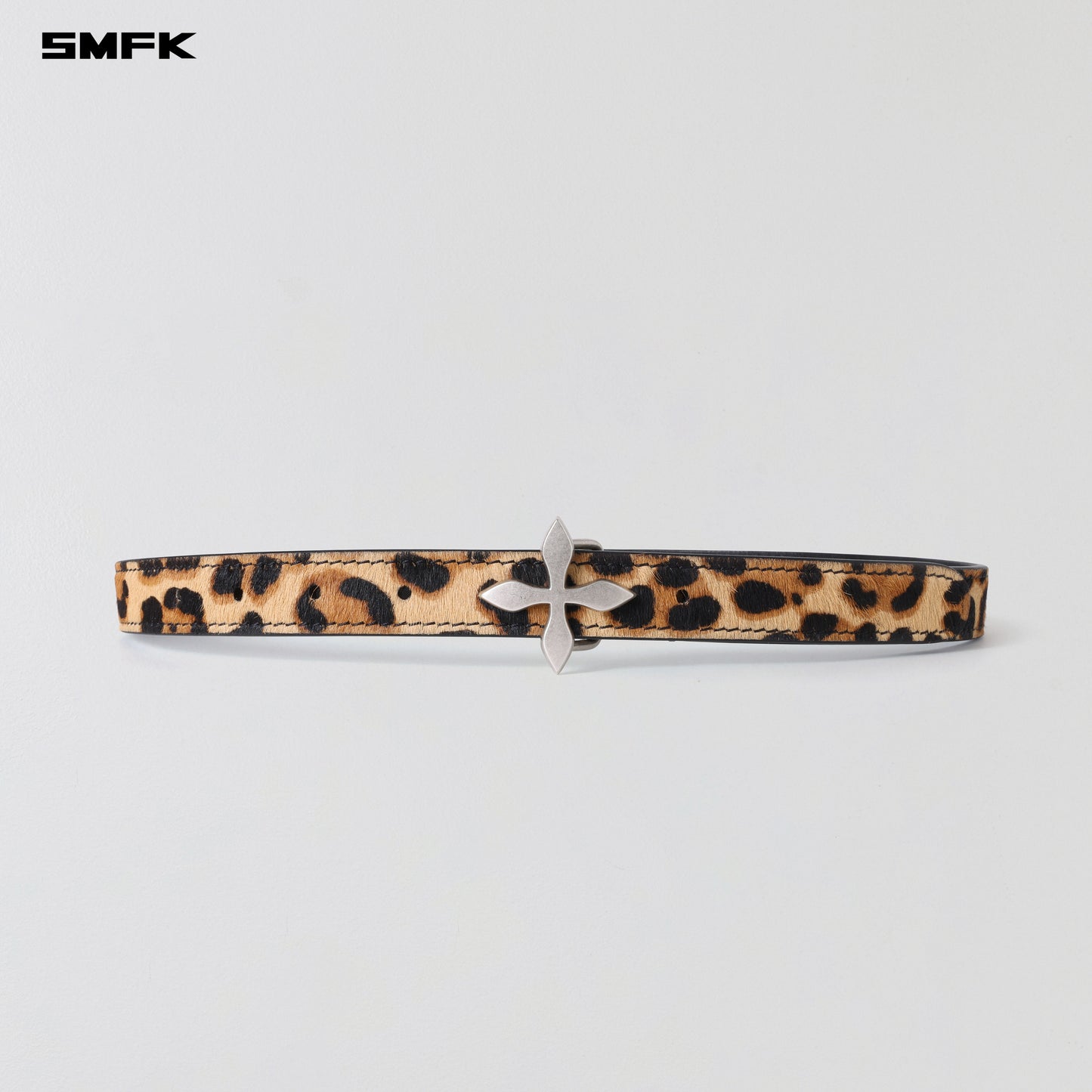 MIRAGE MIRROR LEATHER BELT/THIN-LEOPARD