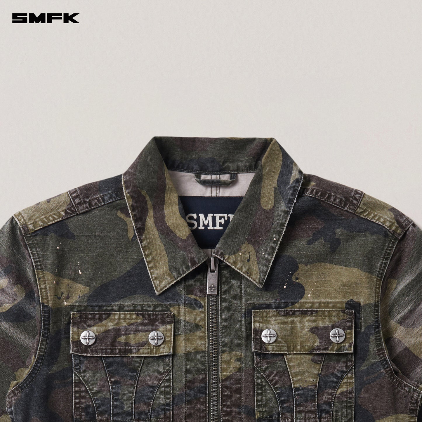 RAGE-WILD ORIGIN HANDCRAFT ENGINEER JACKET/GARMENT DYED/ ARMY GREEN CAMOUFLAGE