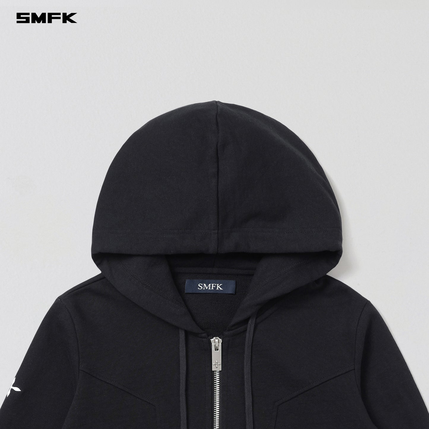 PERMANENT SLIM SHORT HOODIE/COTTON+WOOL - WILD BLACK