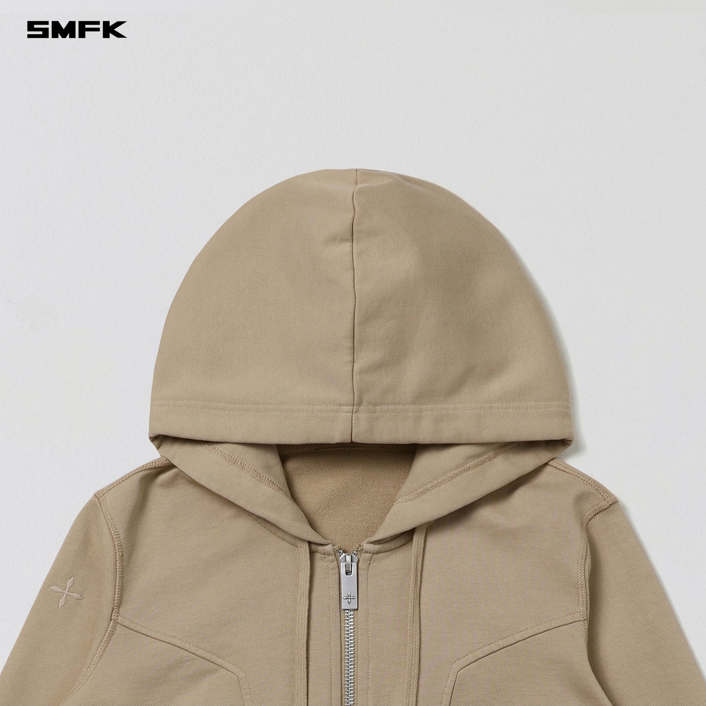 PERMANENT SLIM SHORT HOODIE/COTTON+WOOL - FRESH SKIN
