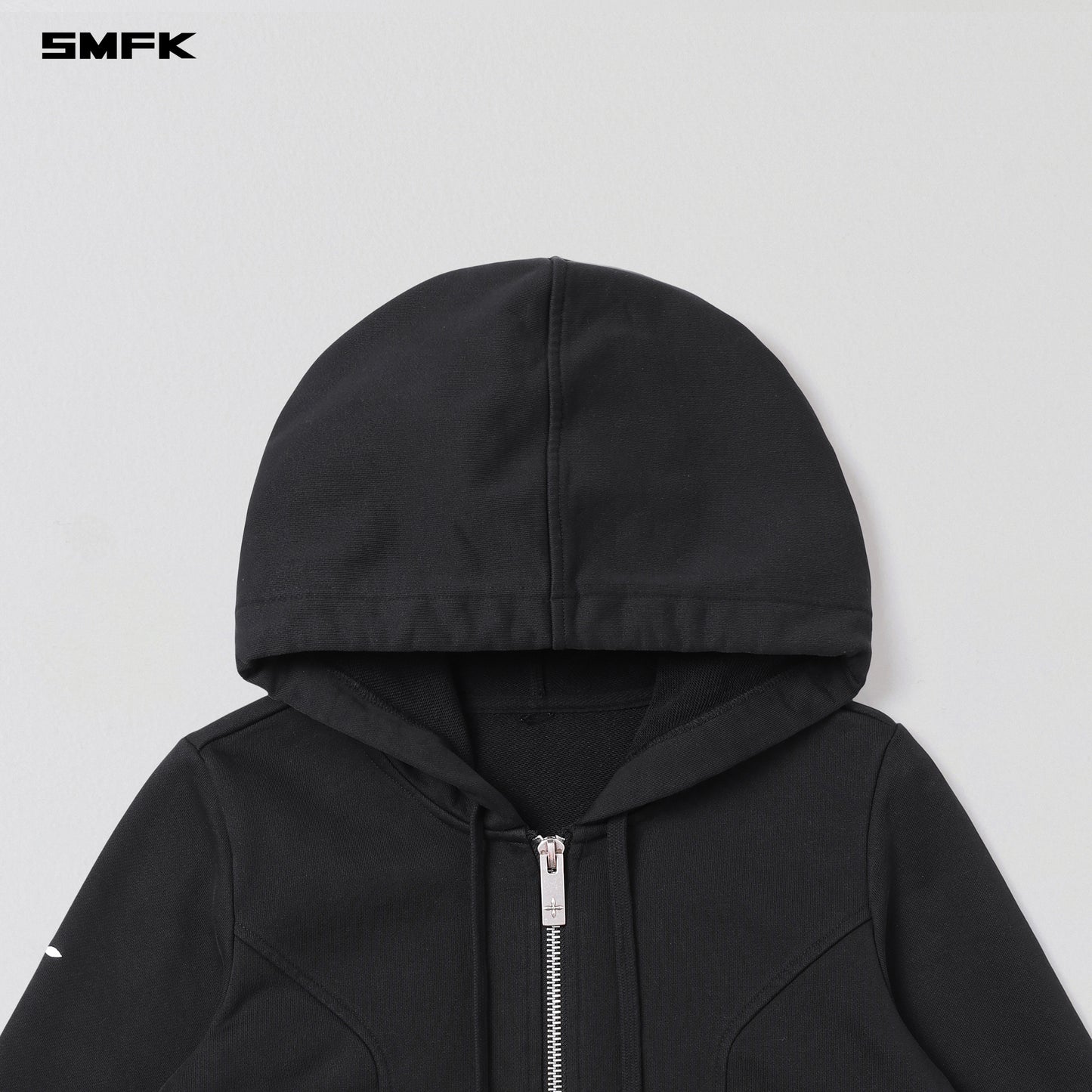 PERMANENT SLIM ZIP HOODIE/COTTON+WOOL+SILK - WILD BLACK