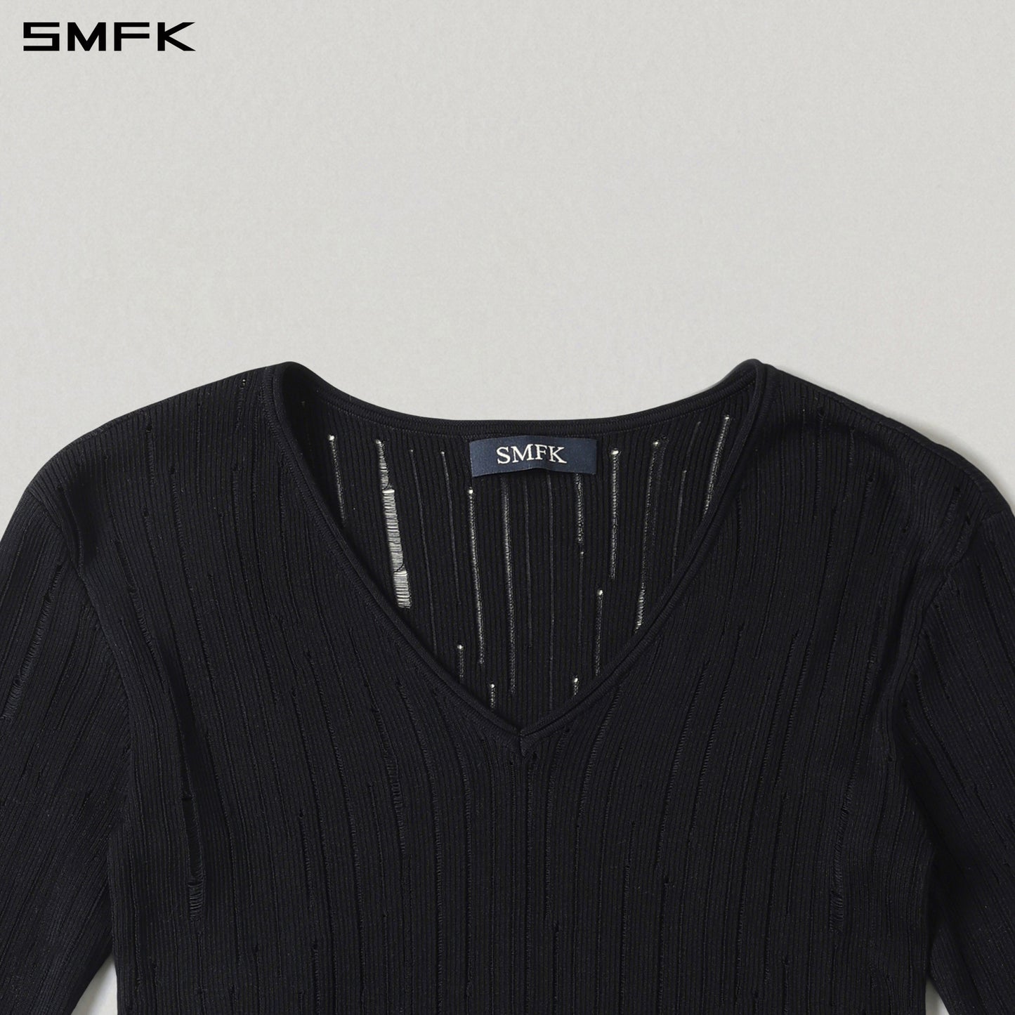 MIRAGE SIREN VISIONAL KNIT SHORT PULLOVER/ACETATE+COTTON WILD BLACK