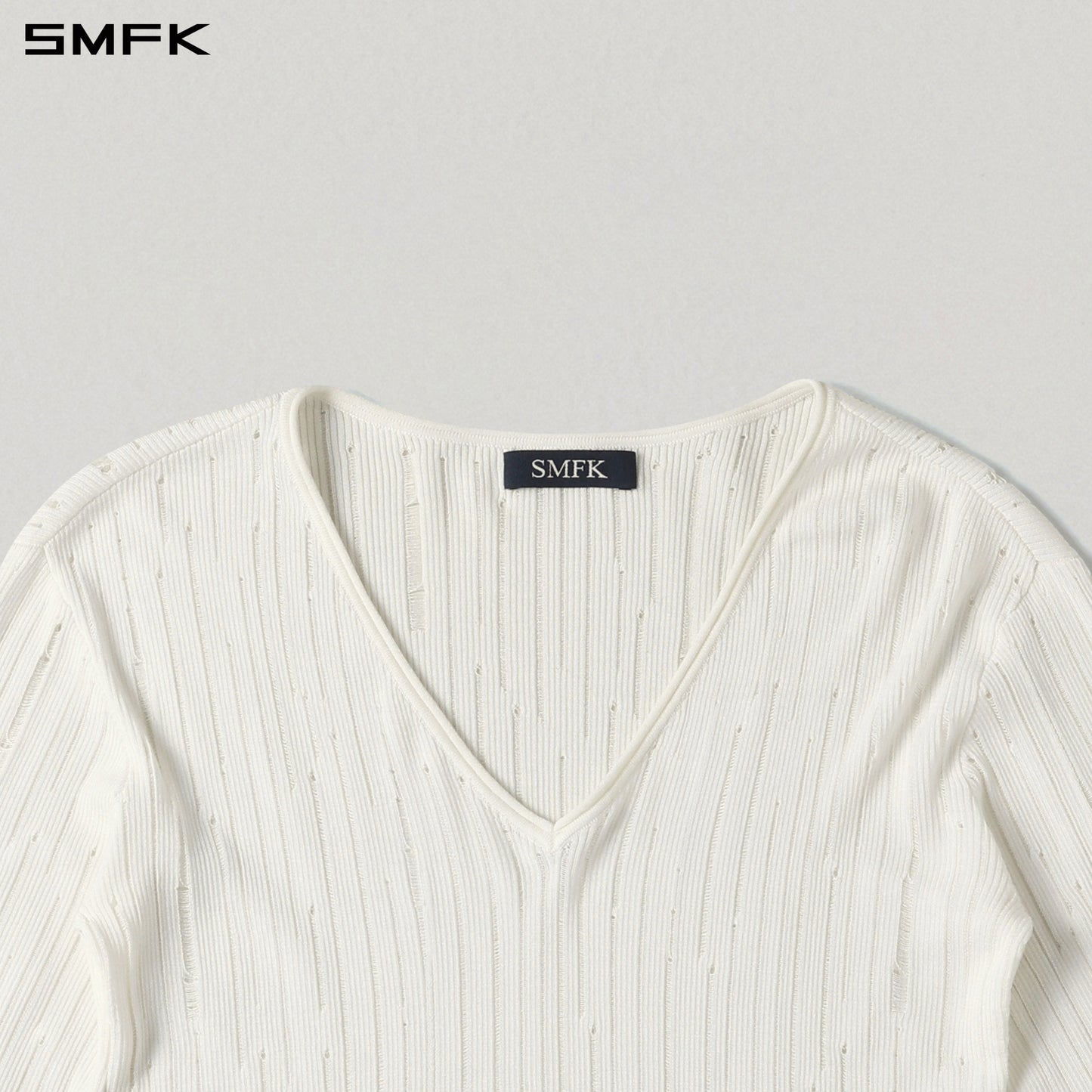MIRAGE SIREN VISIONAL KNIT SHORT PULLOVER/ACETATE+COTTON CLOUD WHITE