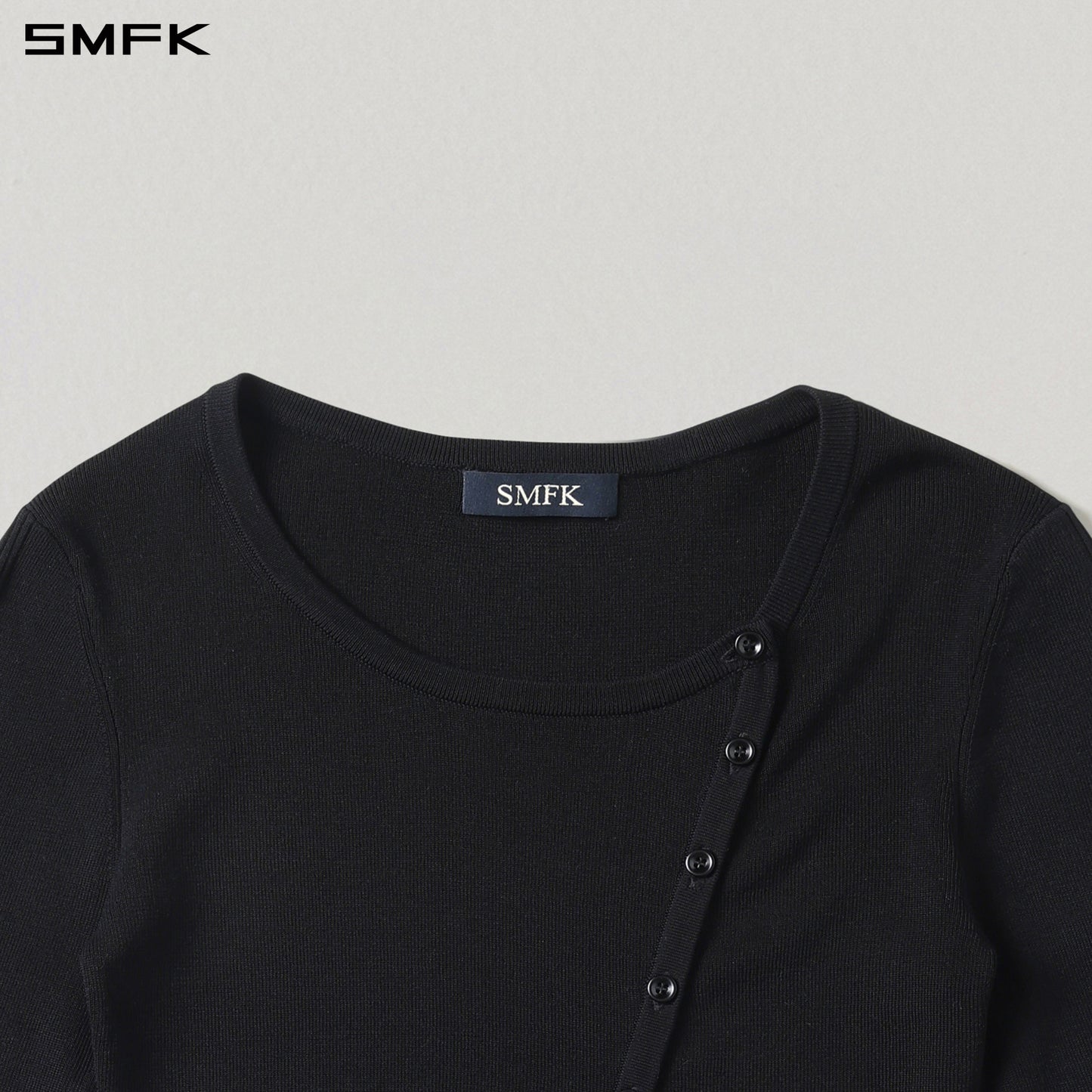 MYTH AEOLUS ASYMMETRY SLIM KNIT CARDIGAN/TENCEL+SILK WILD BLACK