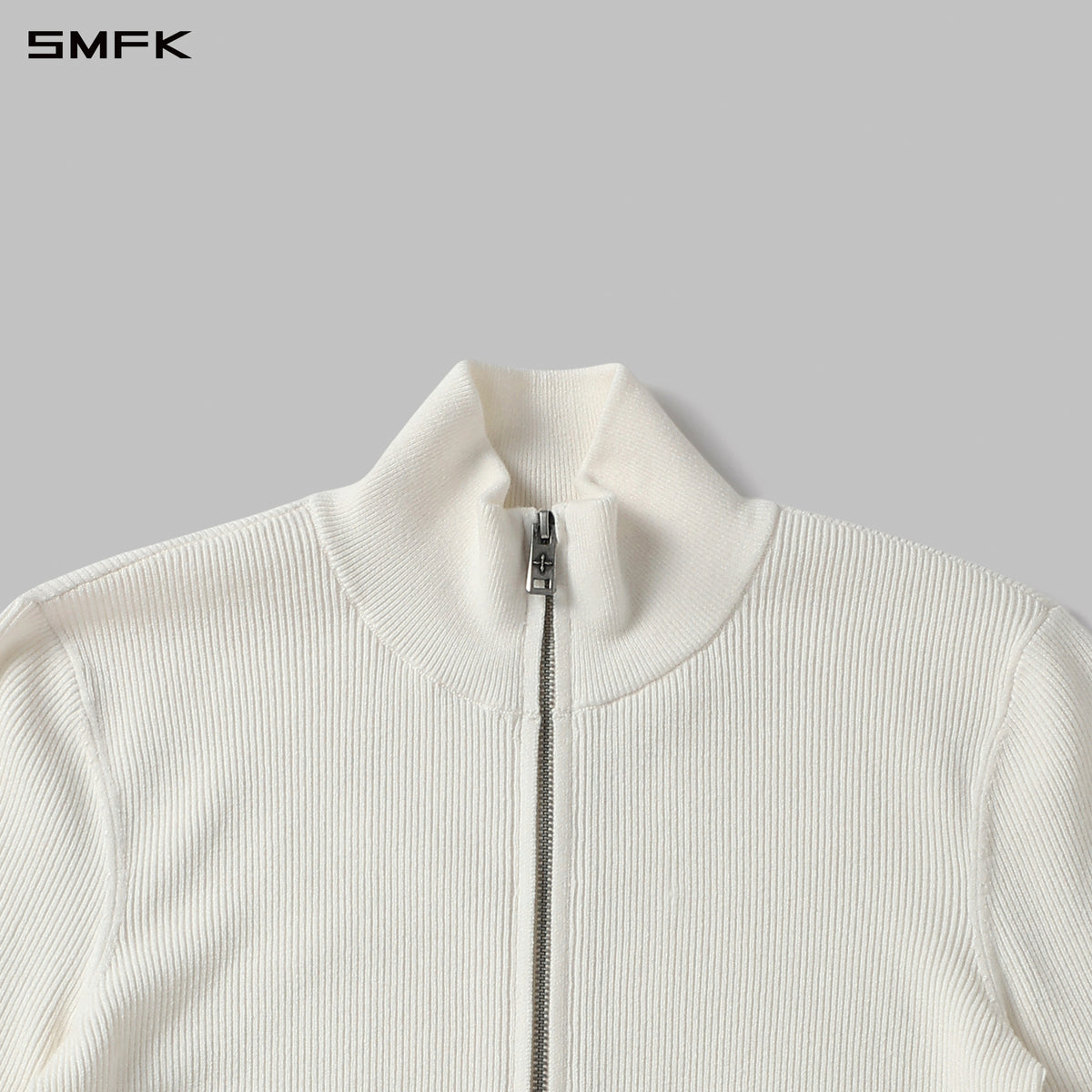 MYTH AEOLUS AURORA SLIM HIGH NECK KNIT JACKET/LS-COTTON/COLD DYE