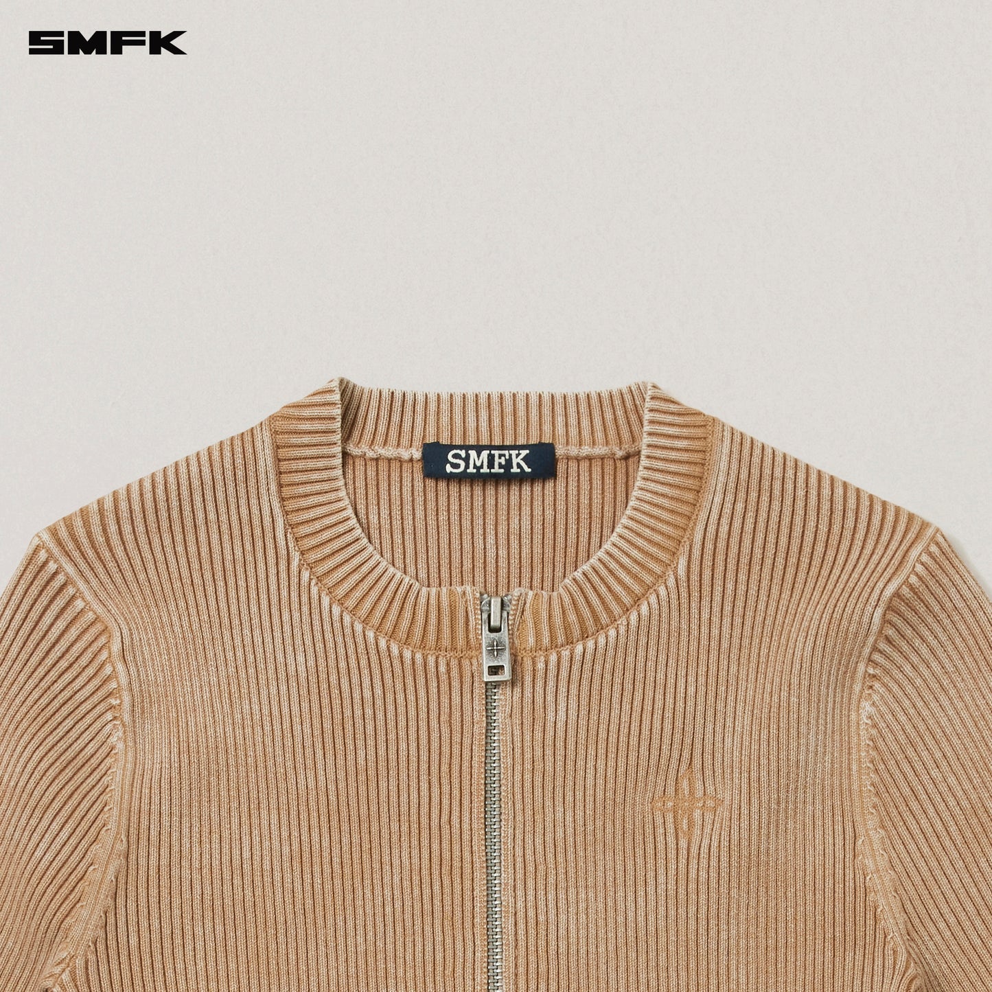 VINTAGE-SAVAGE ZIP KNIT CARDIGAN/STONE WASH/ VANISH SAND