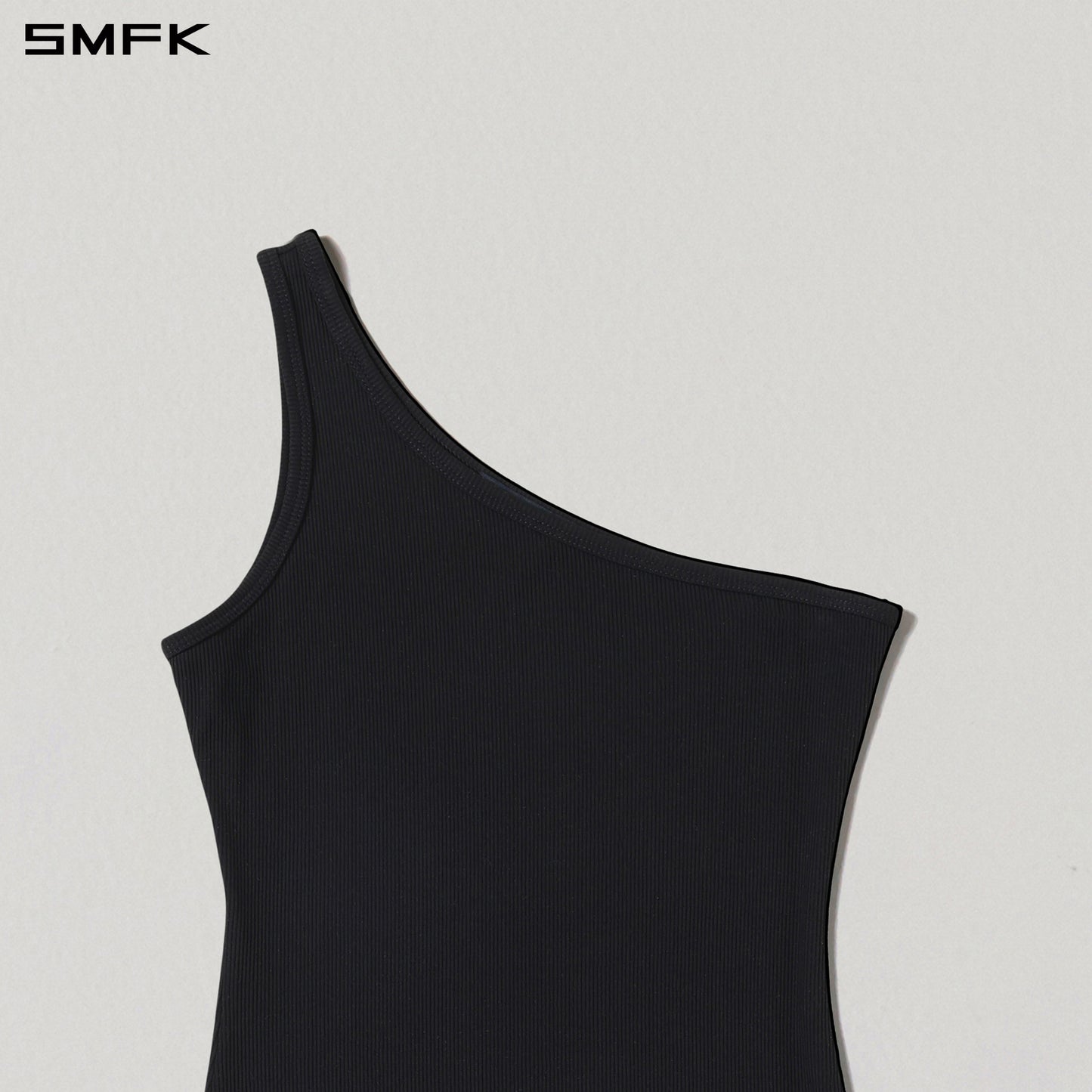 VINTAGE NOMADIC SILK ASYMMETRY TANK DRESS/SILK+COTTON WILD BLACK