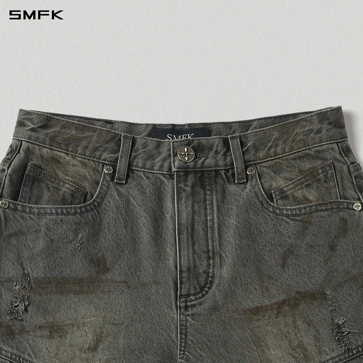 MIRAGE MODE FLARED DENIM PANTS/COTTON/M
