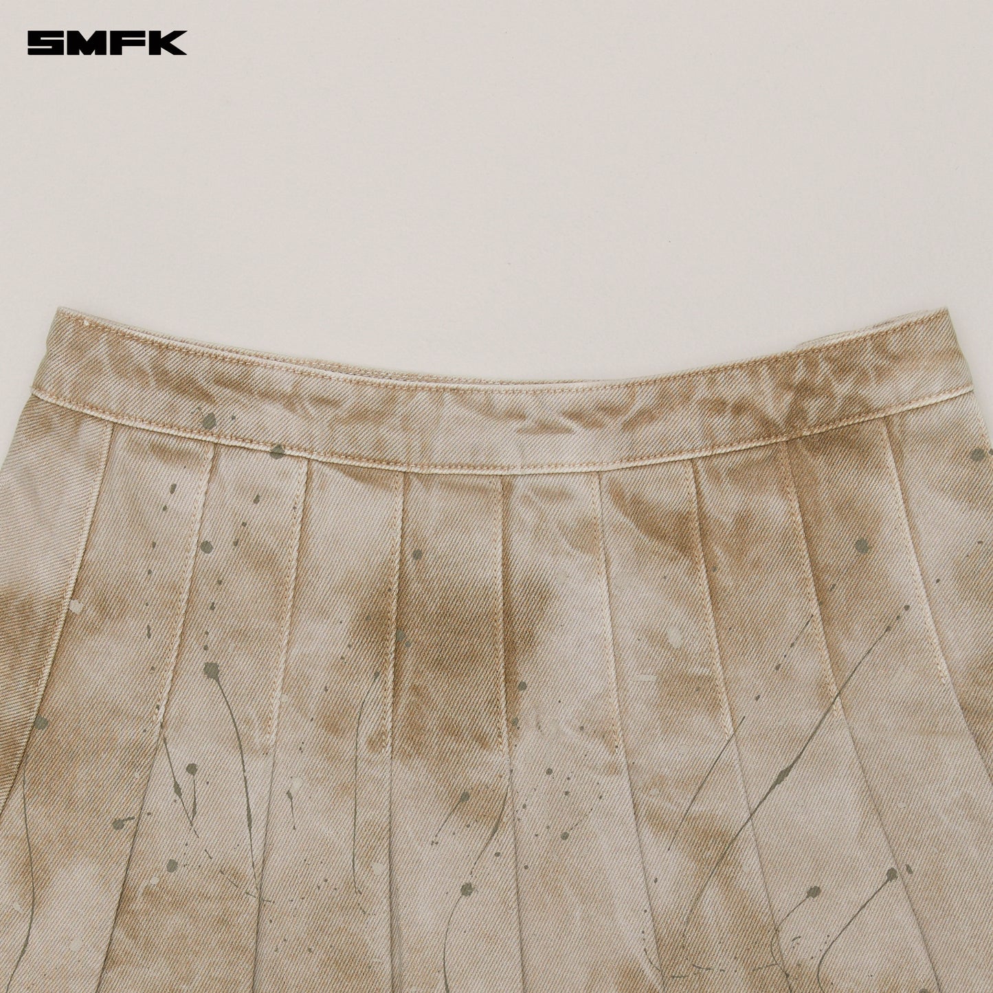 RAGE WILD DENIM PLEATED SKIRT_ WILD BROWN