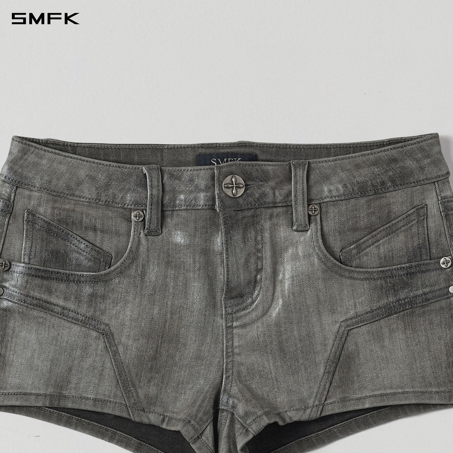 WILD MIRAGE HANDCRAFT SKINNY DENIM SHORTS/E-COTTON+WAX