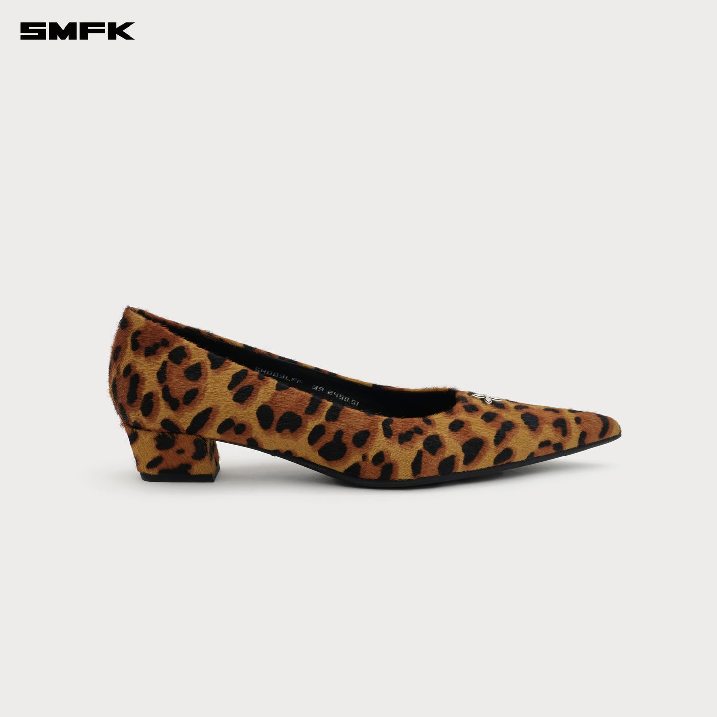 COMPASS RIVET Cross Studded Classic Fur Heels 3cm Women's Shoes Leopard print