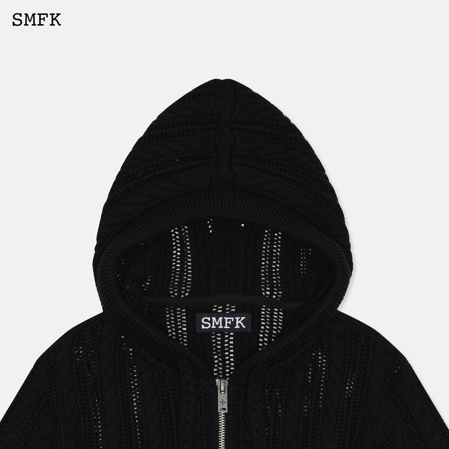 WILDERNESS BLACK KNITTED HOODIE
