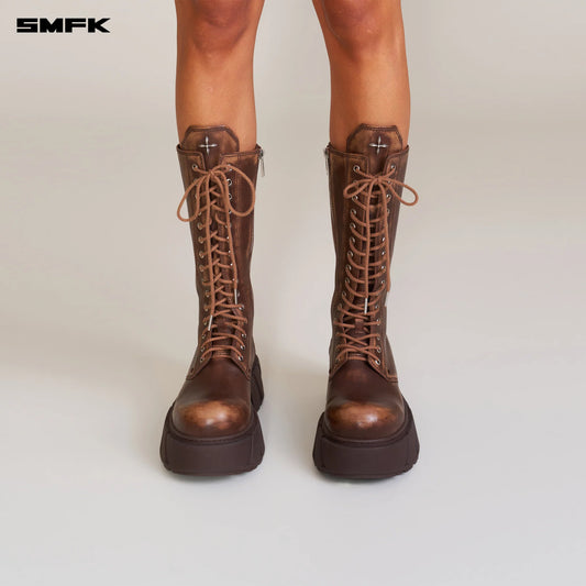 FUTURE MIRAGE LEATHER RIDER HIGH BOOTS PATINA WILD HORSE BROWN PATINA