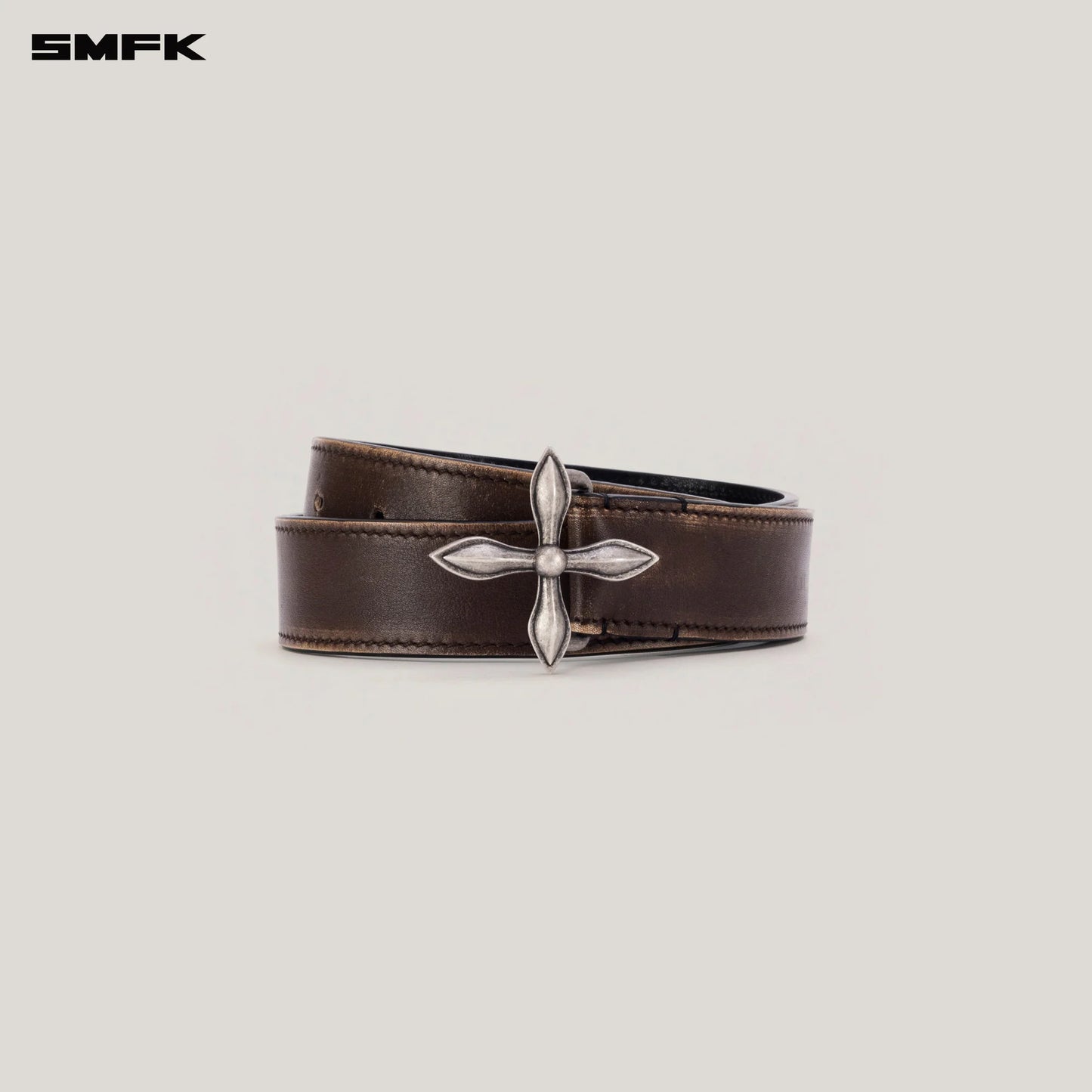 COMPASS TOTEM HANDCRAFT PATINA LEATHER BELT
