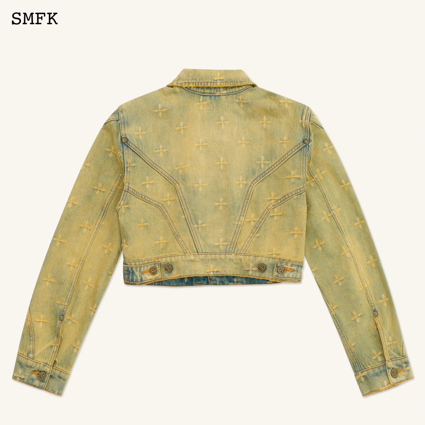 Ancient Myth Temple Garden Denim Jacket Aurora Blue