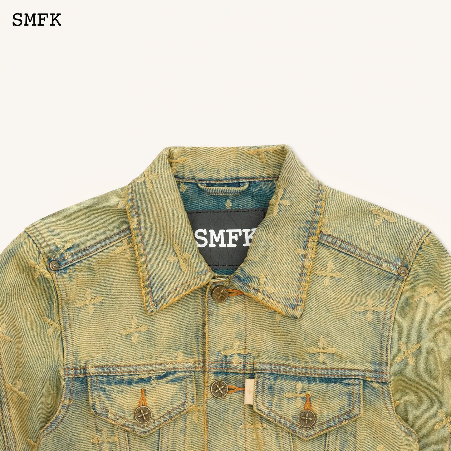 Ancient Myth Temple Garden Denim Jacket Aurora Blue