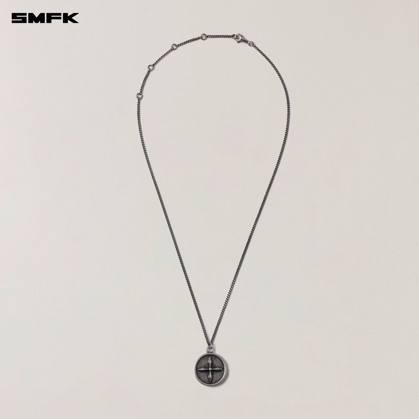 COMPASS ORIGINAL COIN METAL NECKLACE / ANTIQUE SILVER