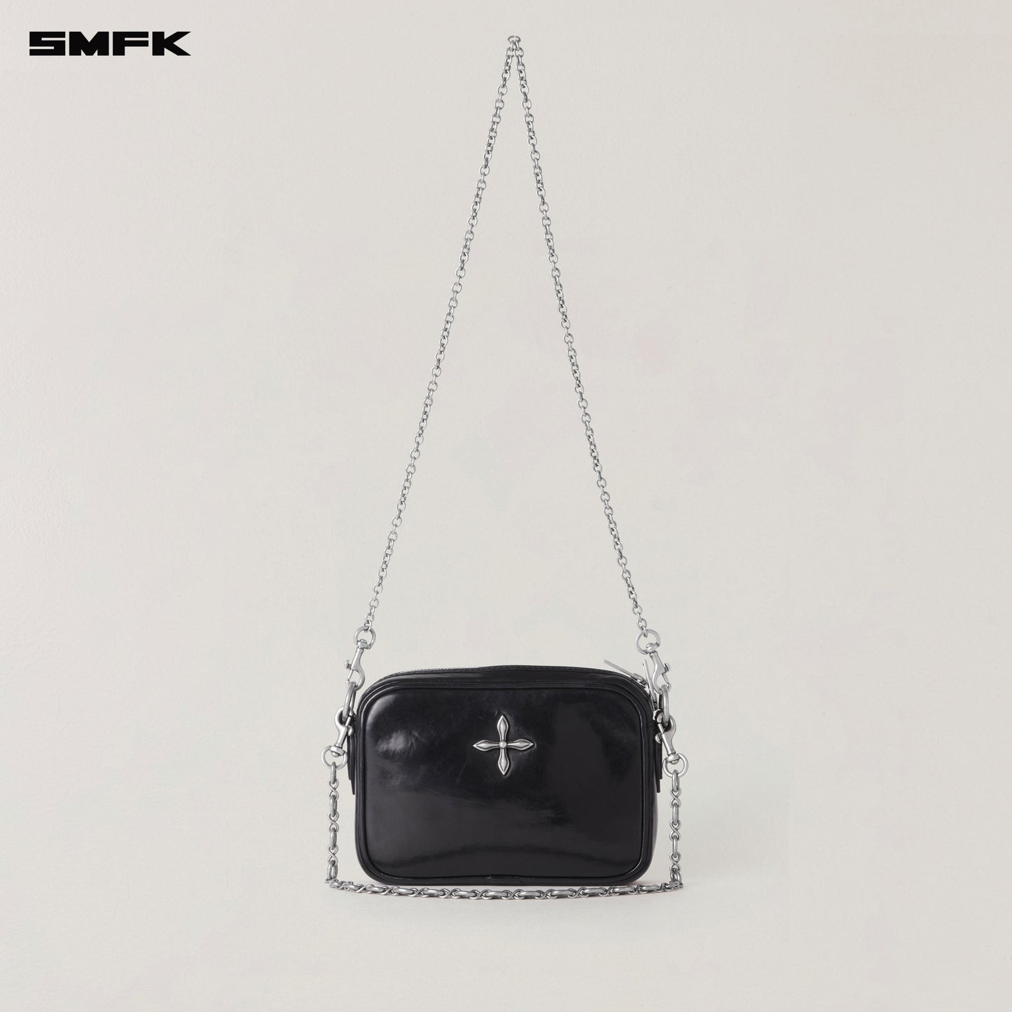 COMPASS BADGE HORSE LEATHER CHAIN BAG/SMALL/ WILD BLACK