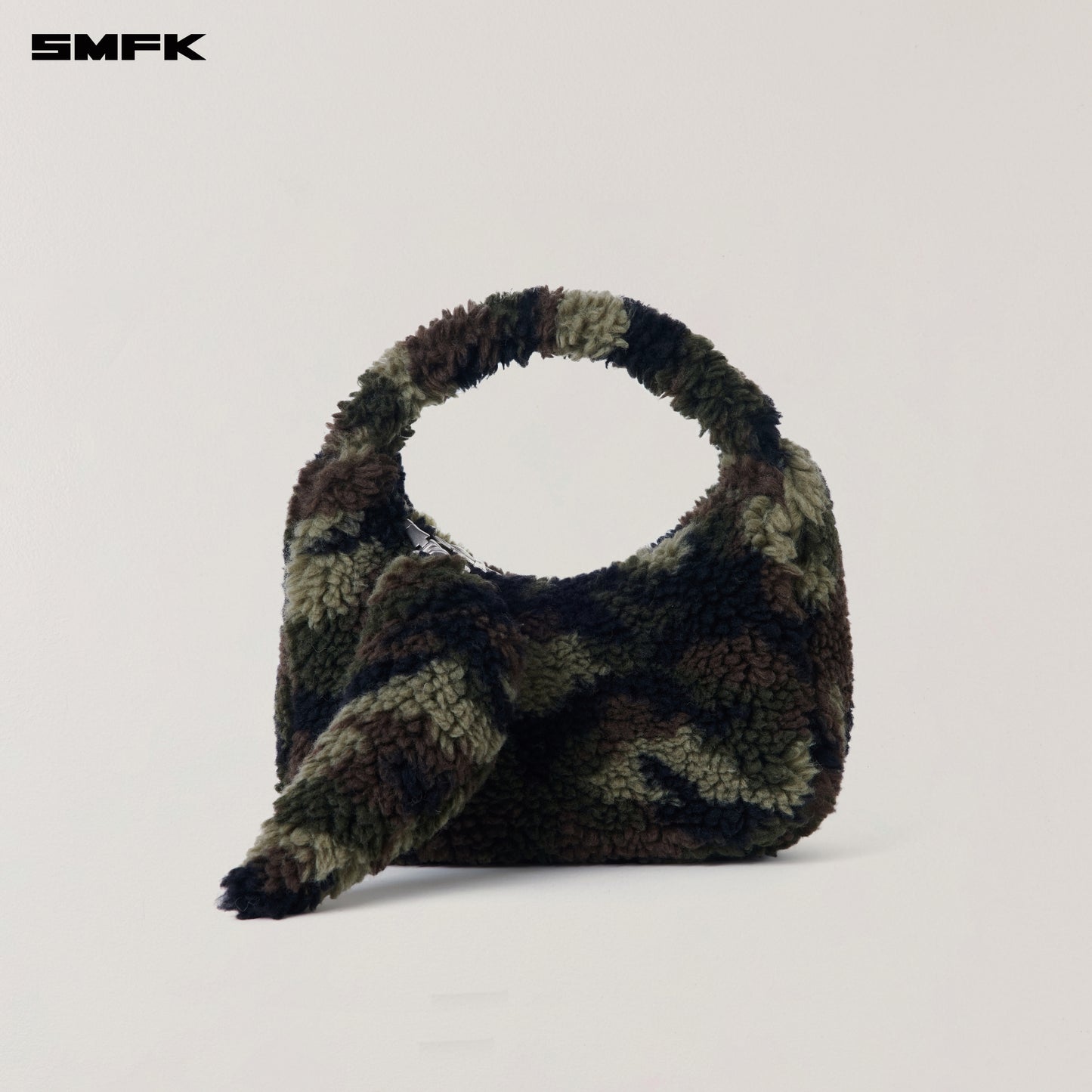 COMPASS COBBLE WOOL JACQUARD CAMO FURRY BAG/SMALL/ ARMY GREEN CAMOUFLAGE