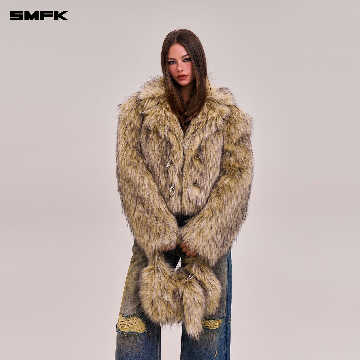 COMPASS COBBLE FURRY BAG/SMALL/ WOLF BROWN