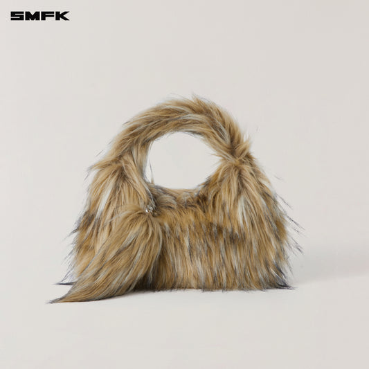 COMPASS COBBLE FURRY BAG/SMALL/ WOLF BROWN