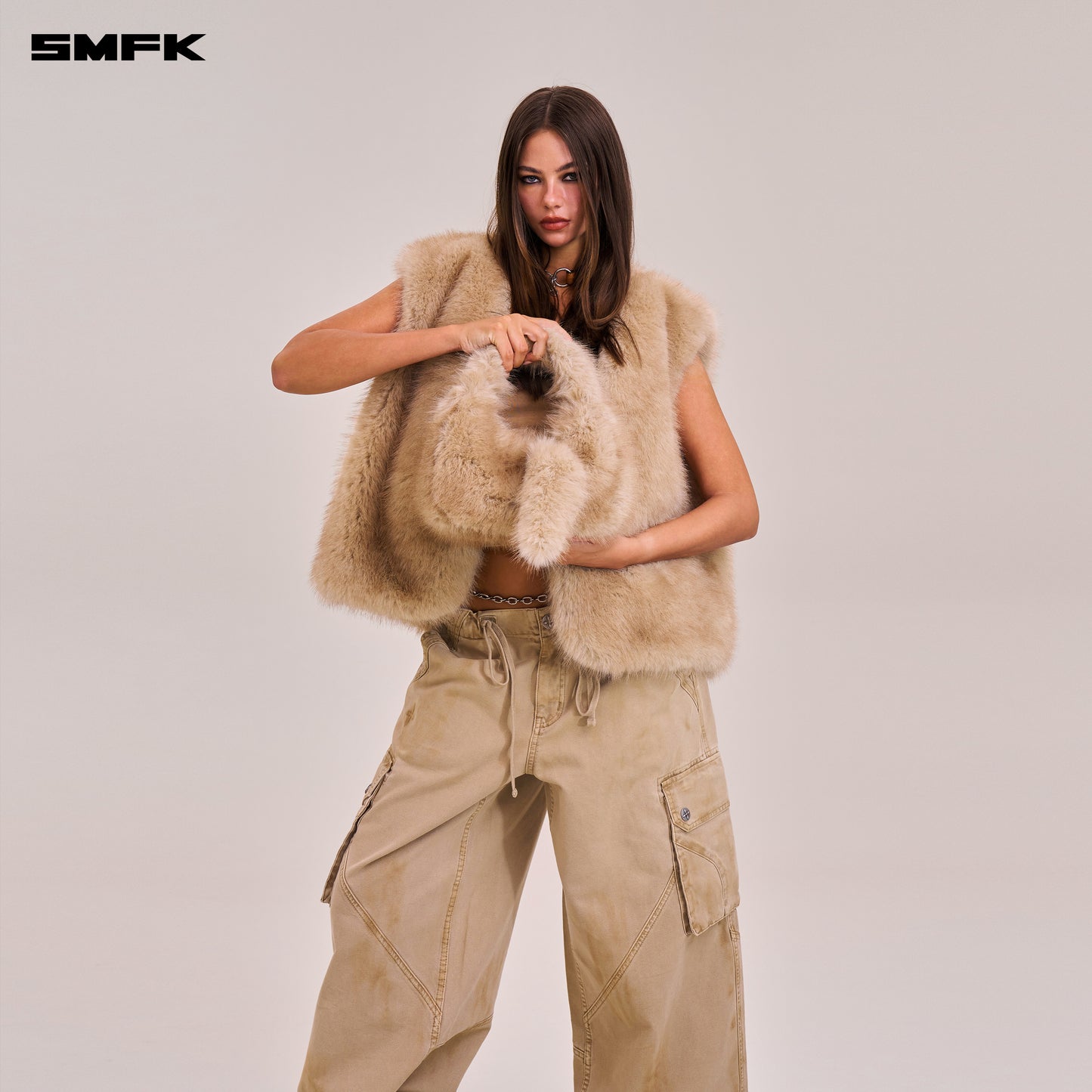 COMPASS COBBLE FURRY BAG/SMALL/ SAND