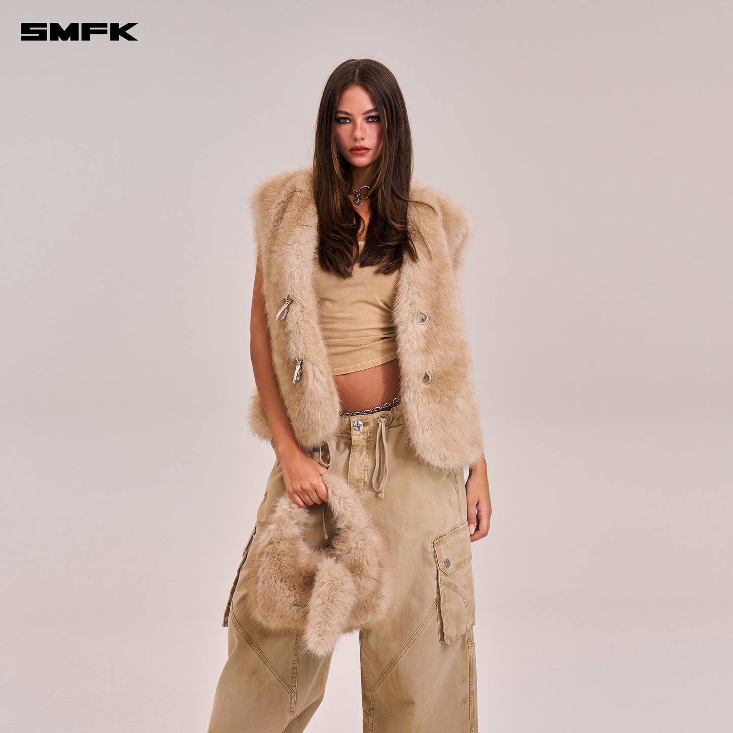 COMPASS COBBLE FURRY BAG/SMALL/ SAND