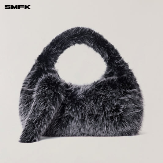 COMPASS COBBLE FURRY BAG/LARGE/ SILVER FOX