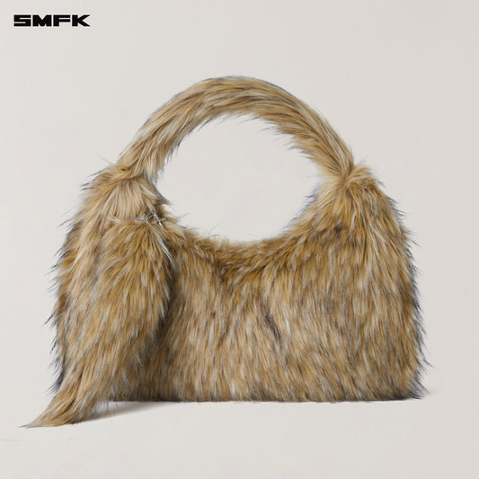 COMPASS COBBLE FURRY BAG/LARGE/ WOLF BROWN