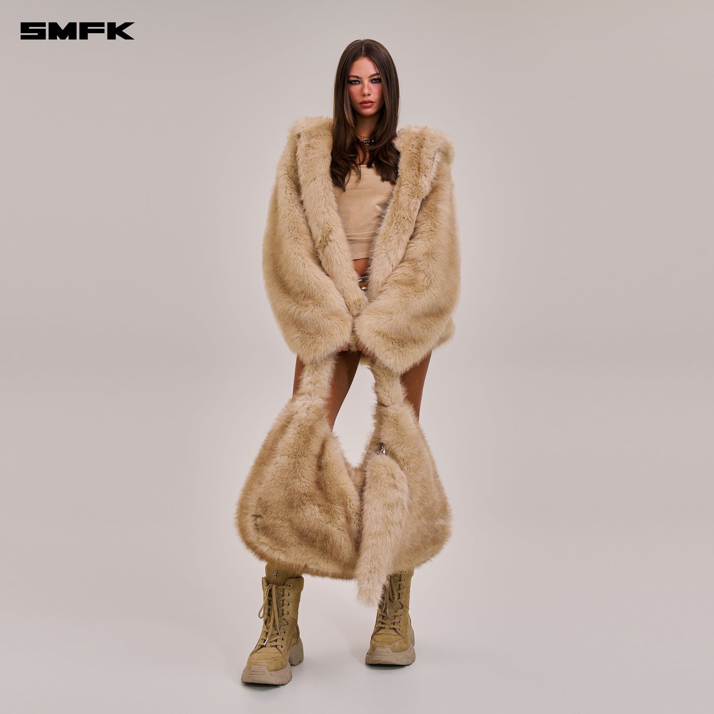 COMPASS COBBLE FURRY BAG/LARGE/ SAND