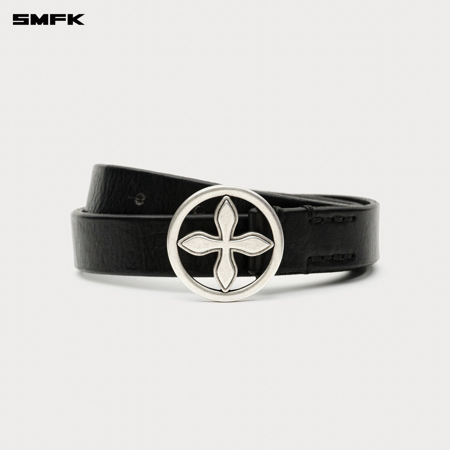 COMPASS Vintage Belt with Cross Badge BLACK SILVER