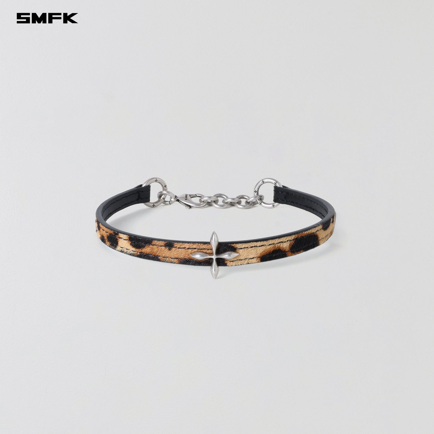 MIRAGE MIRROR LEATHER CHOCKER/SMALL LEOPARD