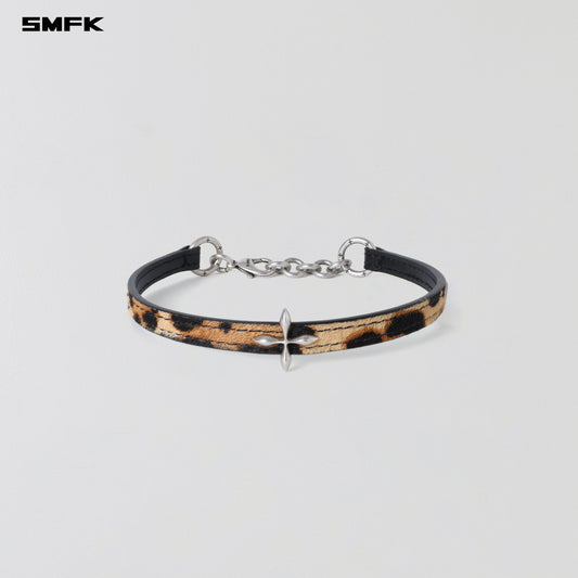 MIRAGE MIRROR LEATHER CHOCKER/SMALL LEOPARD