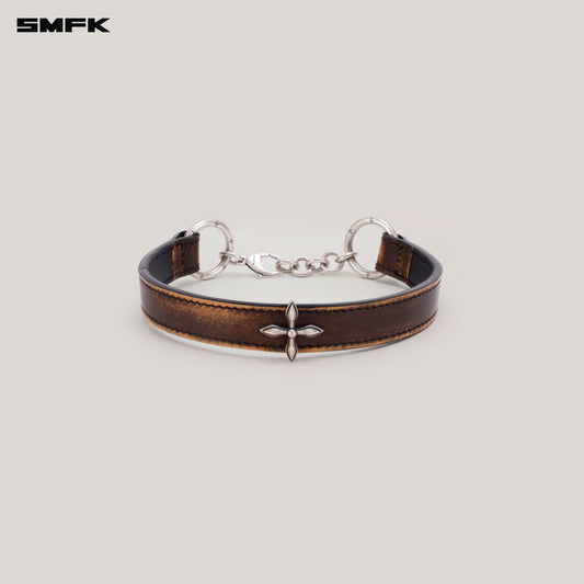 COMPASS RIVET PATINA LEATHER CHOCKER MEDIUM WILD HORSE BROWN PATINA