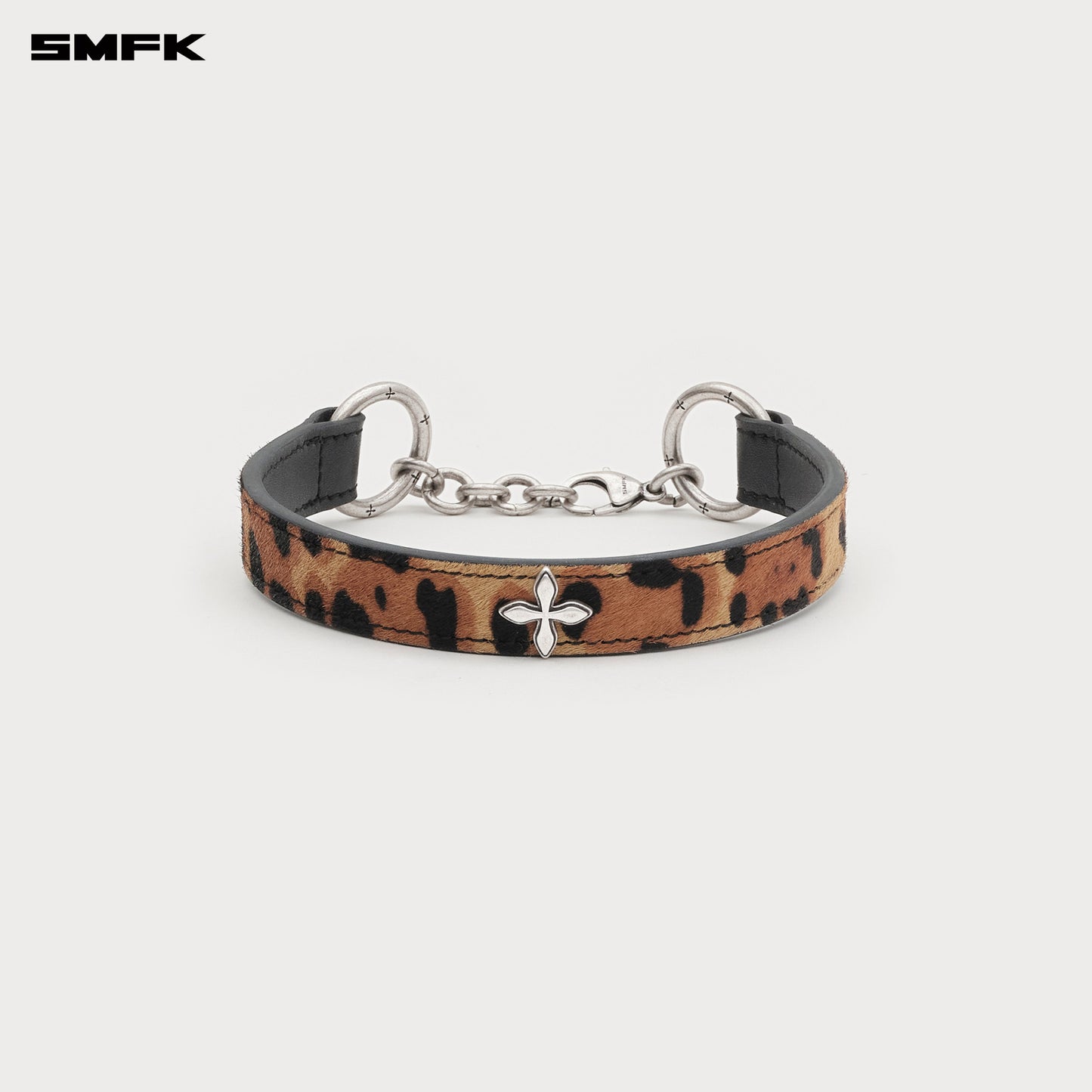 COMPASS Cross Classic Handmade Fur High Neck Loop Leopard print
