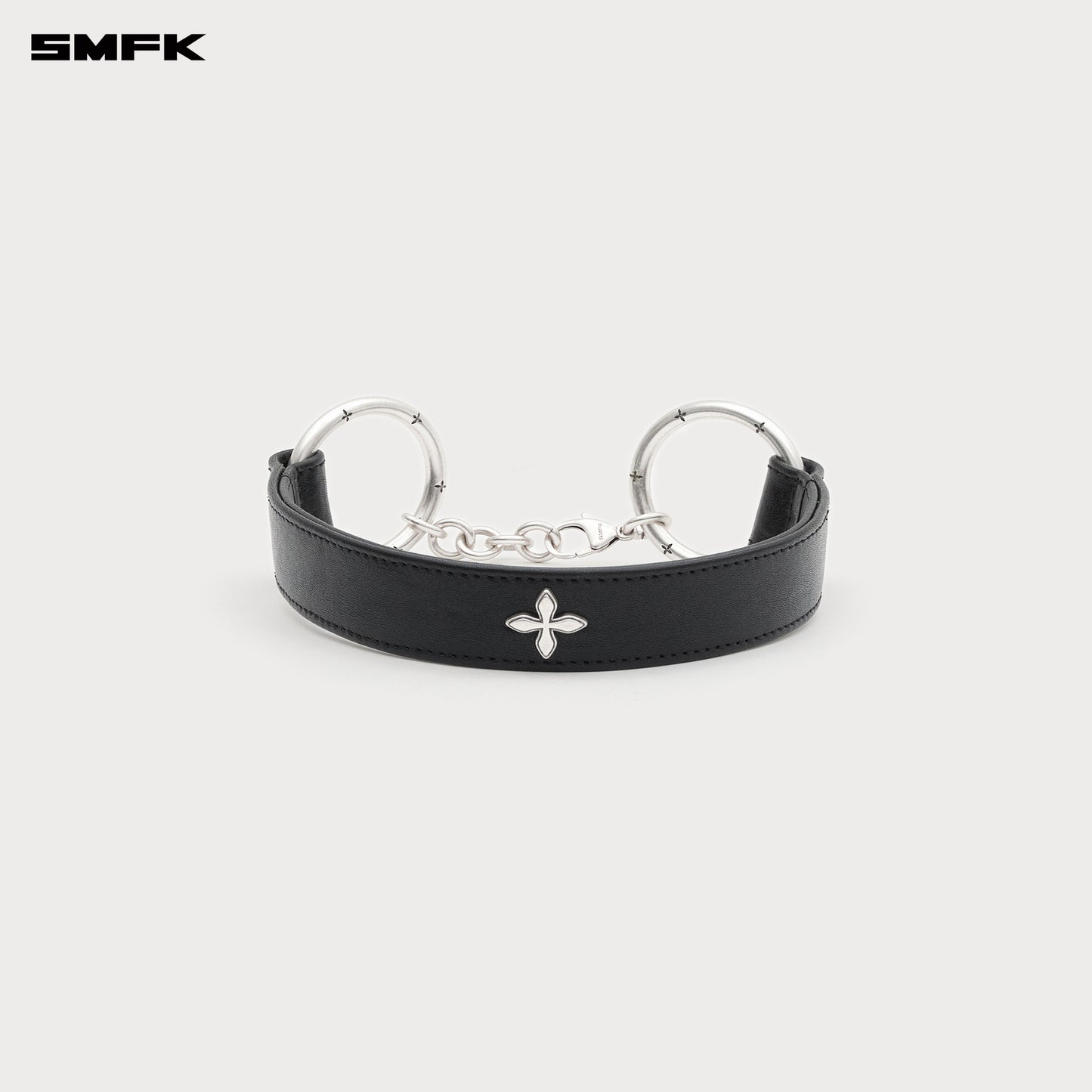 COMPASS RIVET Cross Studded Leather Ultra High Neck Loop Wilderness Black