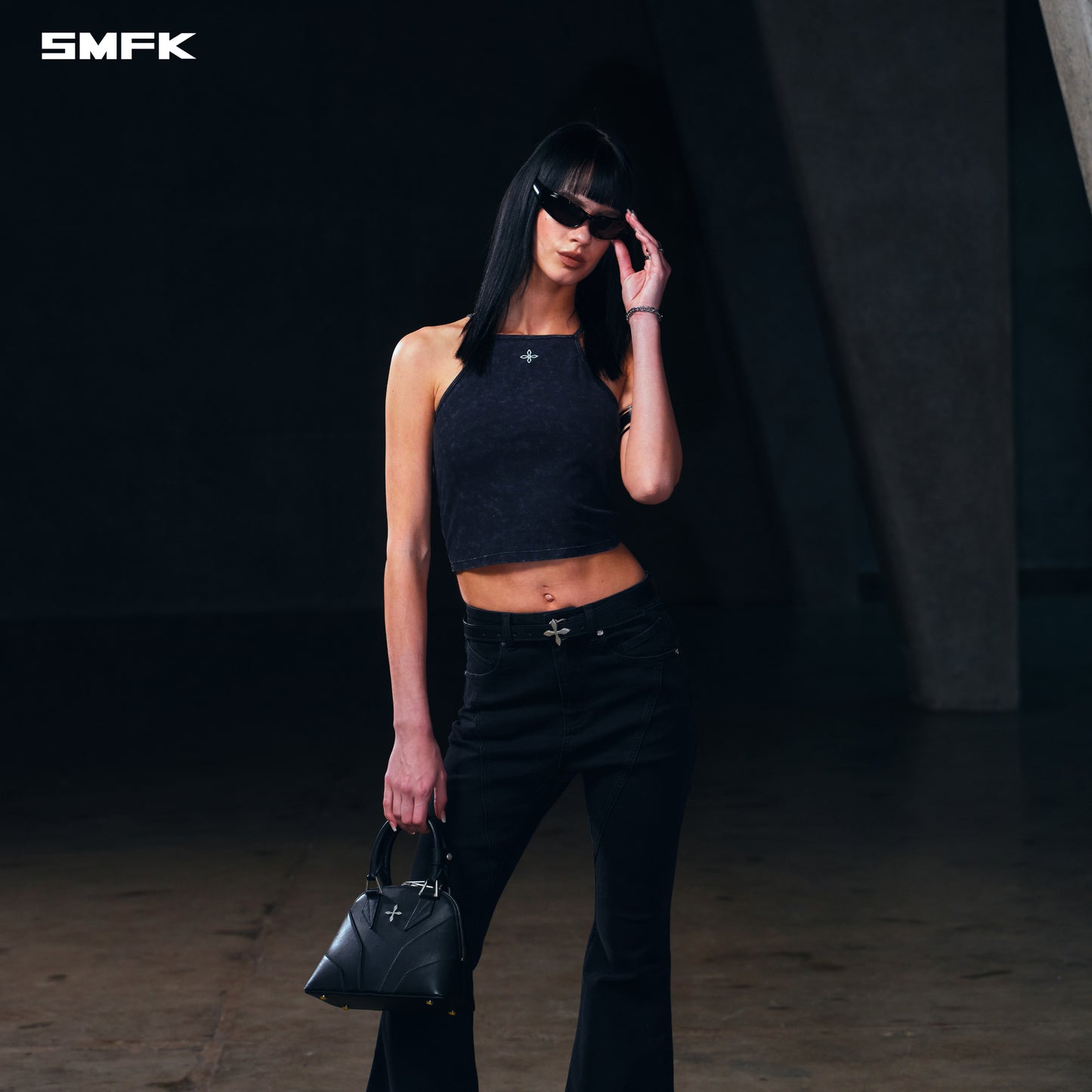 MIRAGE MIRROR LEATHER BELT/THIN