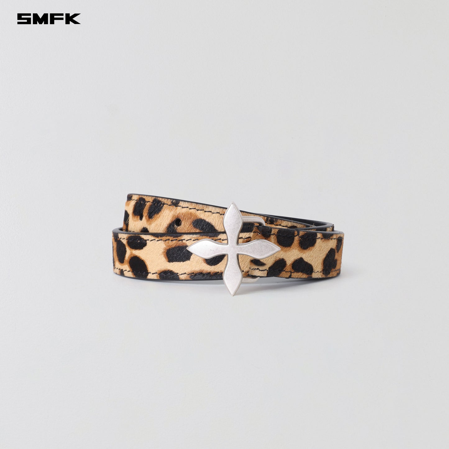 MIRAGE MIRROR LEATHER BELT/THIN-LEOPARD