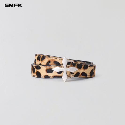 MIRAGE MIRROR LEATHER BELT/THIN-LEOPARD