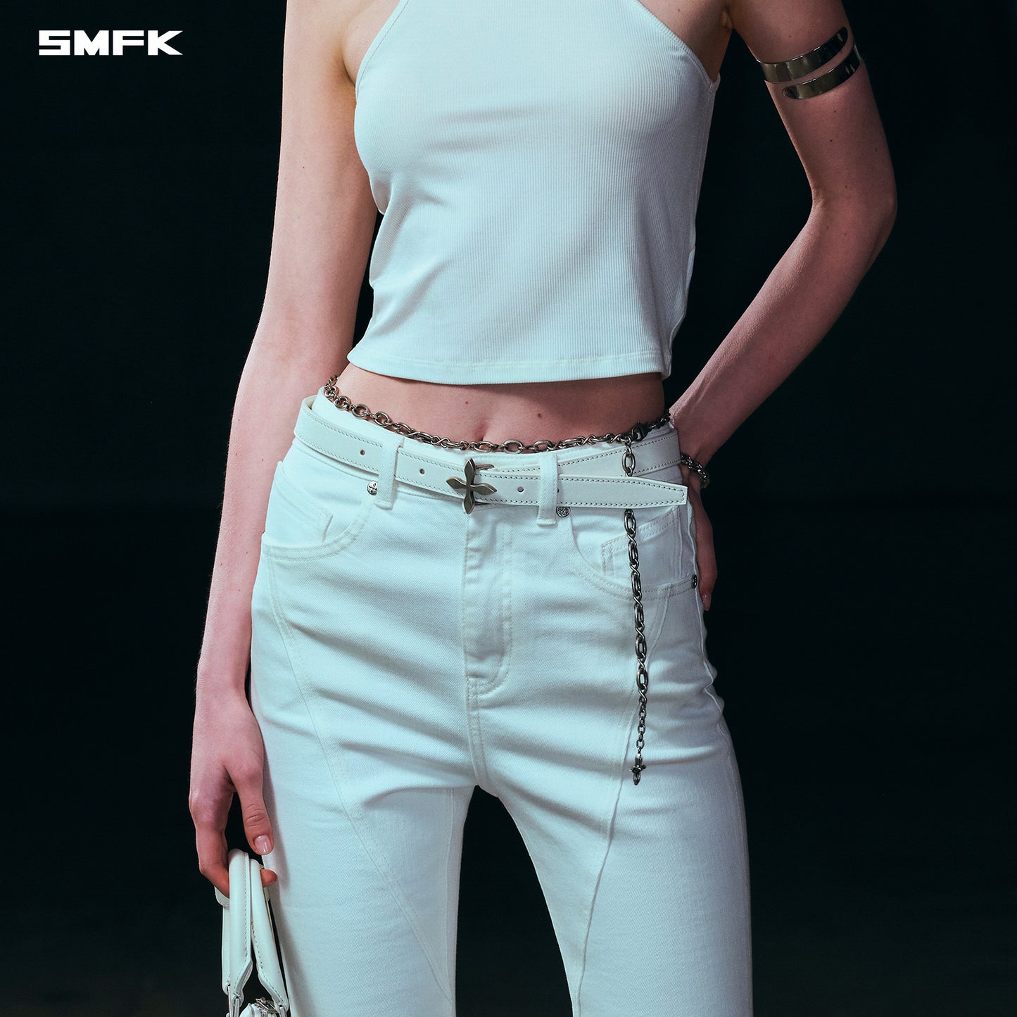 MIRAGE MIRROR LEATHER BELT/THIN