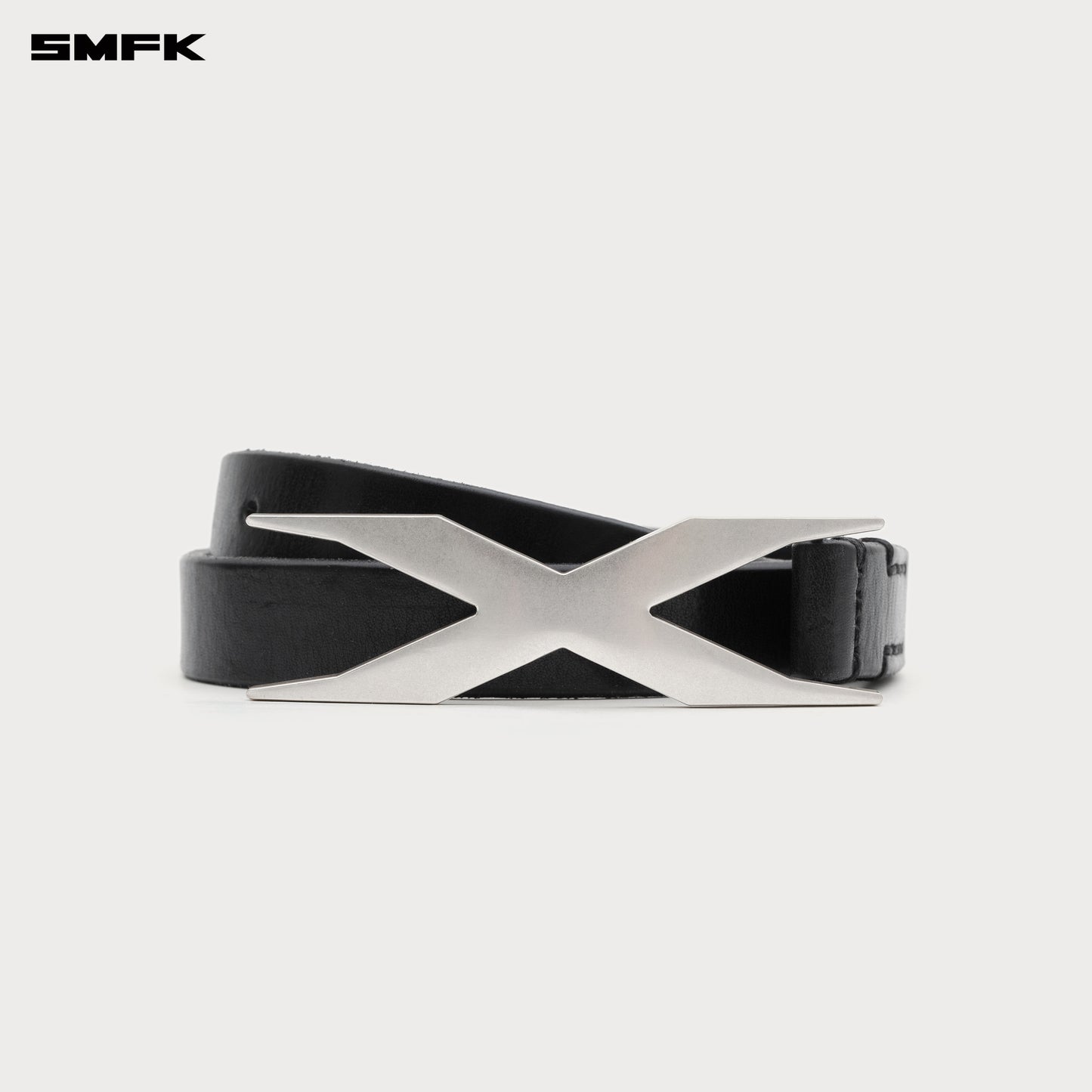 COMPASS Xtreme Badge Handmade Leather Belt Black Silver