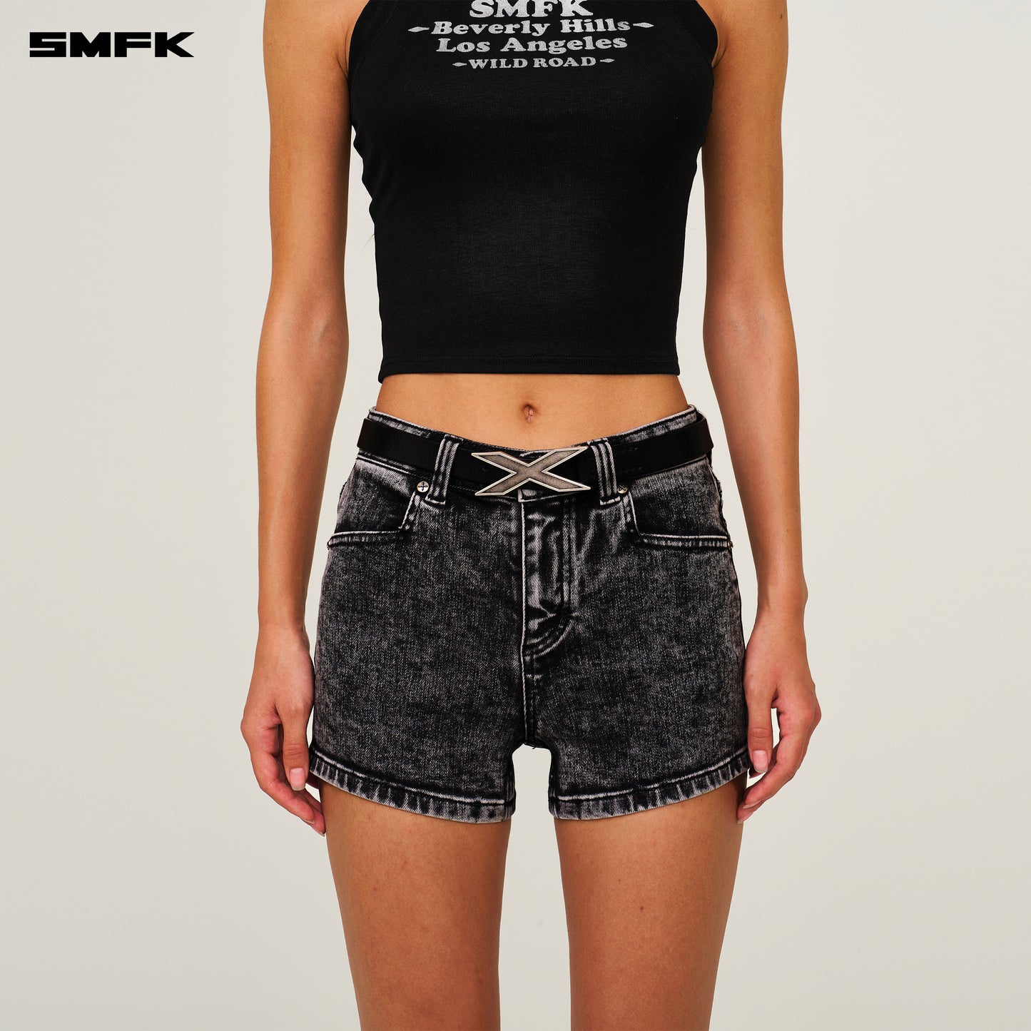 COMPASS Xtreme Badge Handmade Leather Belt Black Silver