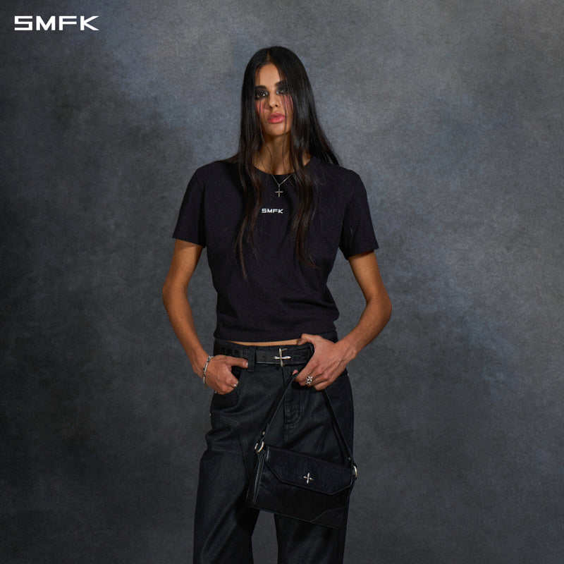 COMPASS LEATHER BELT/COW LEATHER/U CROC BLACK