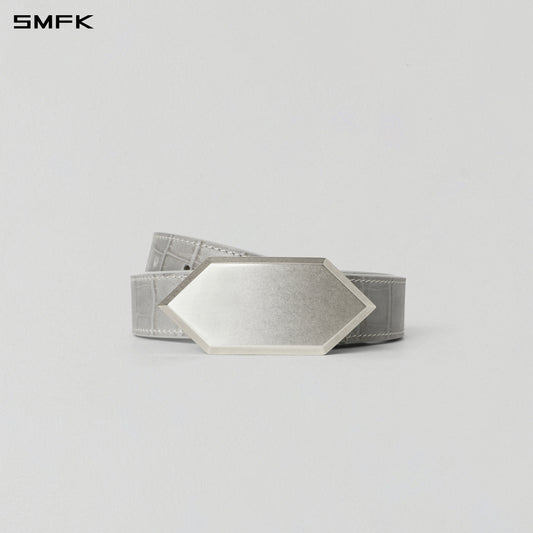 CRYSTAL LEATHER BELT/ COW LEATHER/U CROC GREY