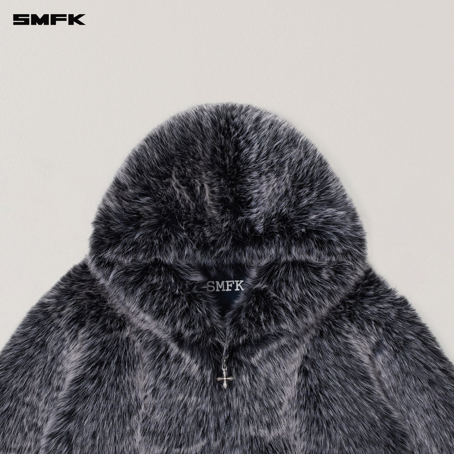 COMPASS MODE WASTELAND FURRY LOOSE HOODIE / SILVER FOX