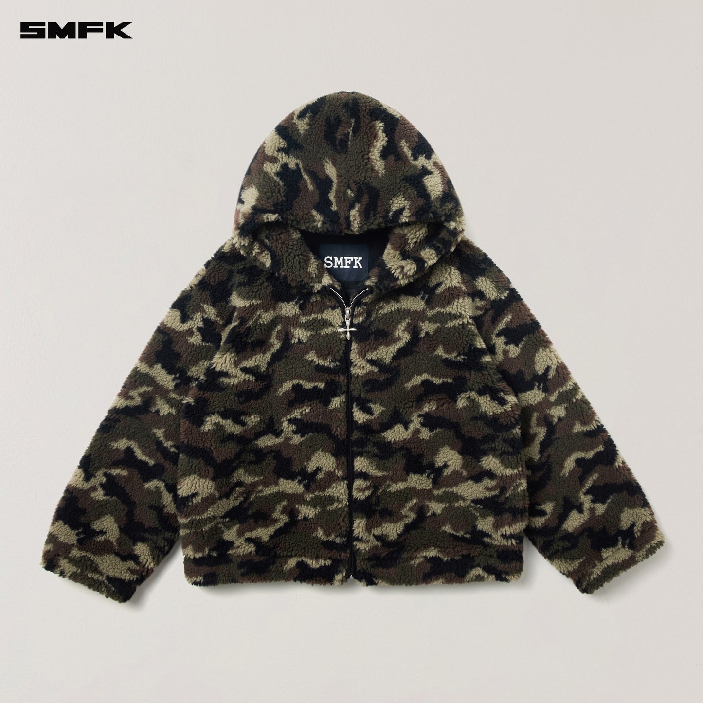 COMPASS MODE ROVE WOOL JACQUARD CAMO LOOSE HOODIE/ ARMY GREEN CAMOUFLAGE
