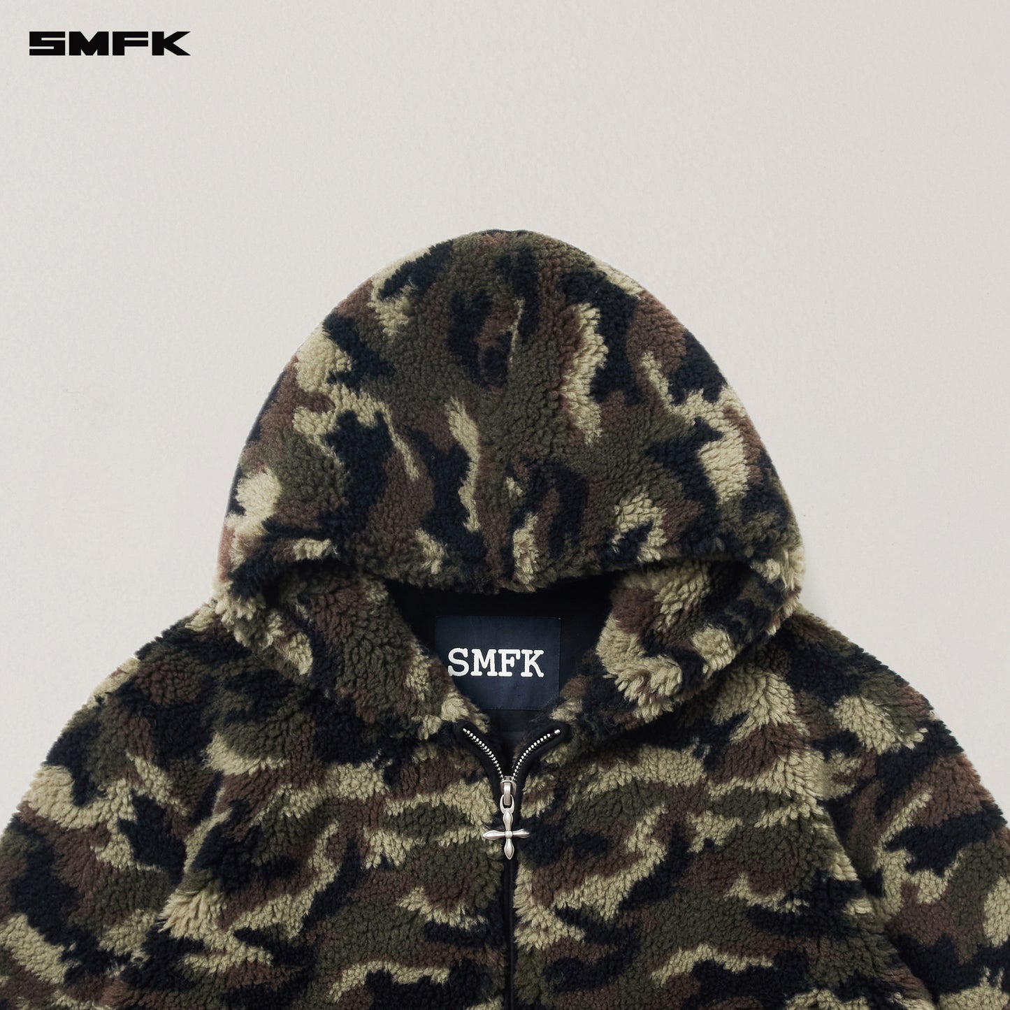 COMPASS MODE ROVE WOOL JACQUARD CAMO LOOSE HOODIE/ ARMY GREEN CAMOUFLAGE