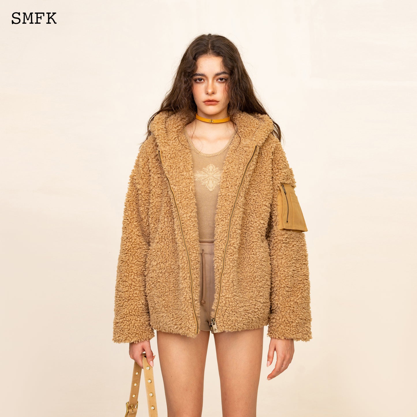 WILDWORLD ADVENTURE OUTDOOR FAUX FUR HOODIE IN WHEAT