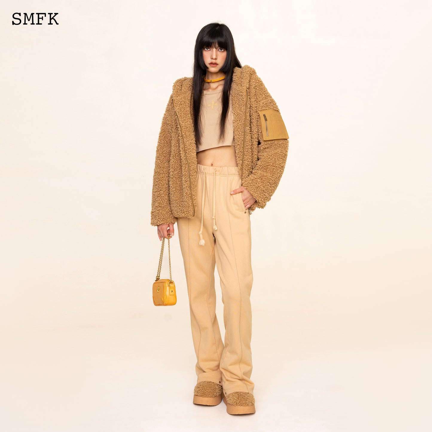 WILDWORLD ADVENTURE OUTDOOR FAUX FUR HOODIE IN WHEAT